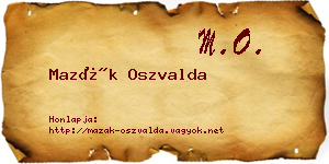 Mazák Oszvalda névjegykártya